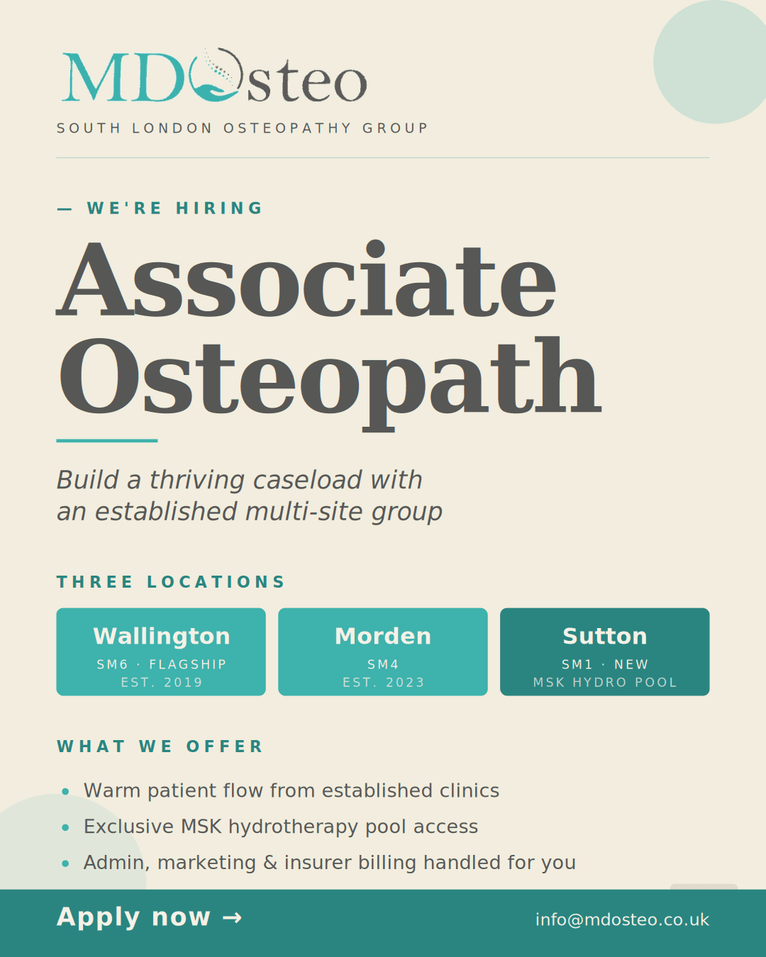 Associate Osteopath- Sutton